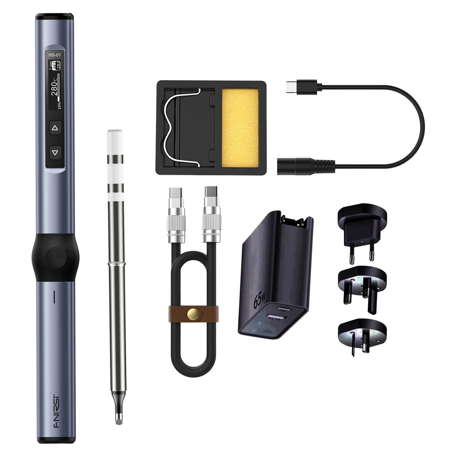Cordless Soldering Iron,Soldering Iron Mini Digital Soldering Iron Kits,Soldering Iron 80-420 degreeC Fast Heating,Cordless Soldering Iron Kits OLED Screen Display,portable Blue BC2 with PS