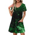 thumbnail image 2 of GaThRRgYP Women's Printed Maxi Boho Short Sleeve Dress,Women's Fashion Summer Print Short-sleeved V-neck Casual Dress Green S, 2 of 8