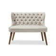 thumbnail image 2 of Baxton Studio Scarlett Mid-Century Modern Brown Wood and Light Beige Fabric Upholstered Button-Tufting with Nail Heads Trim 2-Seater Loveseat Settee, 2 of 7