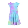 thumbnail image 4 of Zwiiyzr 2025 Kids Little Girls Tie-Dye Dresses Summer Ruffle Tiered Short Sleeve Pockets Round Neck Dress Blue, 4 of 5