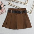 thumbnail image 3 of Riforla Skirts for Women Belt Pleated High Waist A Line Umbrella Short Half Skirt Mini Skirts Coffee S, 3 of 3