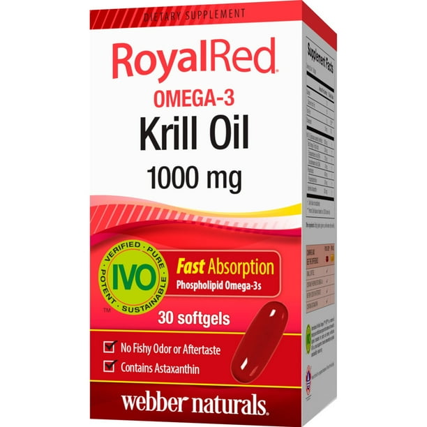 Stige Lim overrasket Webber Naturals Royalred Omega 3 Krill Oil, 1000 mg, 30 Ct - Walmart.com