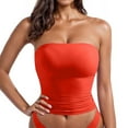 thumbnail image 2 of POROPL Summer Tube Tops for Women Long Seamless Padded Tops(Red,1 Pack,Size S-XL), 2 of 4