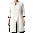 thumbnail image 1 of Hauts d'Été pour Femmes, Cardigans d'Entraînement Grande Taille Décontractés en Coton Lin Taille Fine Manches Fines Blanc, 1 of 5