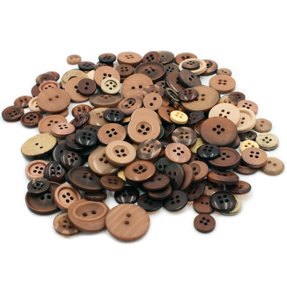 Gwen Studios Plastic Sewing Buttons Value Pack, 3.5 oz., Assorted Sizes, Brown