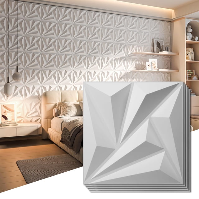 Paquete de 100 paneles de pared de PVC 3D de 30 x 30 cm de Art3d, color blanco
