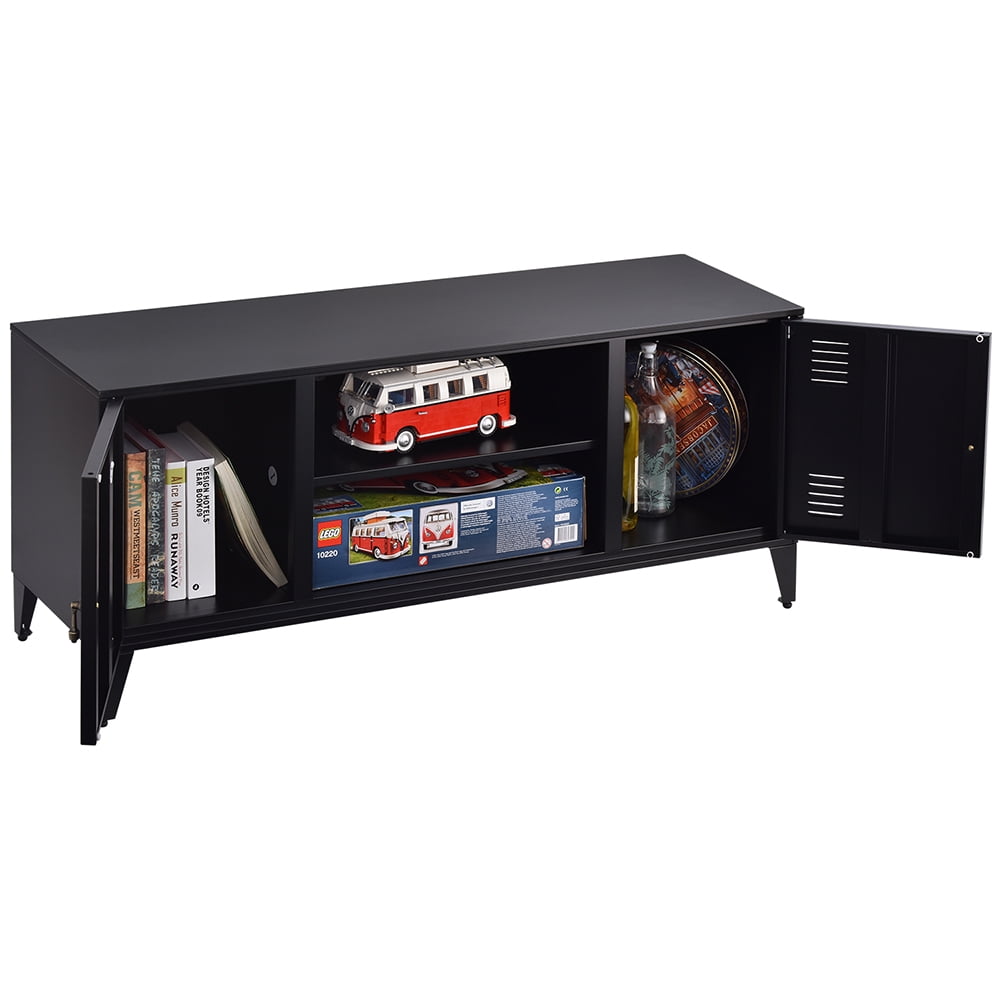 Private Jungle Modern TV Media Storage Stand with 2-Door for TVs Up to 55"-Black Private Jungle Modern TV Media Storage Stand with 2-Door for TVs Up to 55"-Black