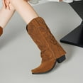 thumbnail image 4 of Mostsola Fold Over Cowboy Boots for Women Mid Calf Square Toe Chunky Heel Slouchy Suede Boots, 4 of 6
