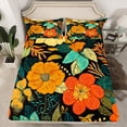 thumbnail image 2 of Manfei Colorful Country Floral Twin Sheet Sets,Boho Bohemian Twin Fitted Sheet,Orange Green Flat Sheet For Girls Kids,Super Cozy Room Decor,3 Pieces, 2 of 7