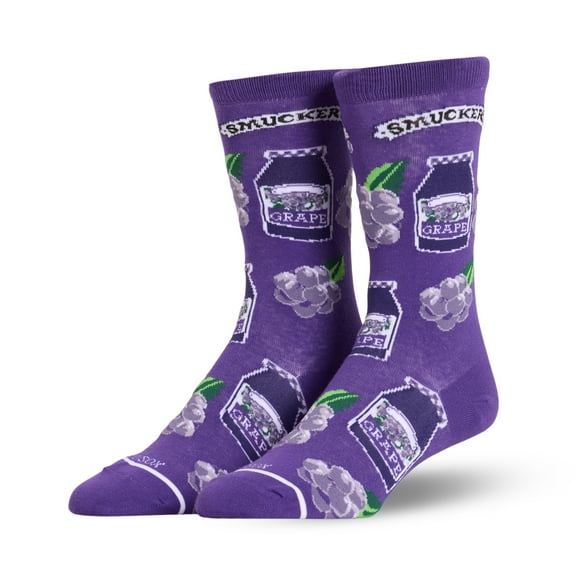 Cool Socks – Smucker’s Grape Jelly Jar Crew Socks – Size Large for Men & Women – Classic Purple