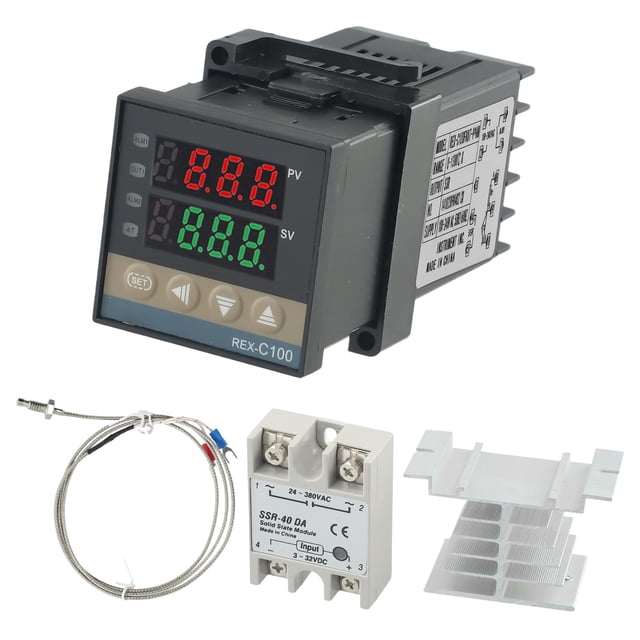 REX-C100 Temperature Controller SSR 40DA K 1300℃ Thermocouple Heat Sink Kit