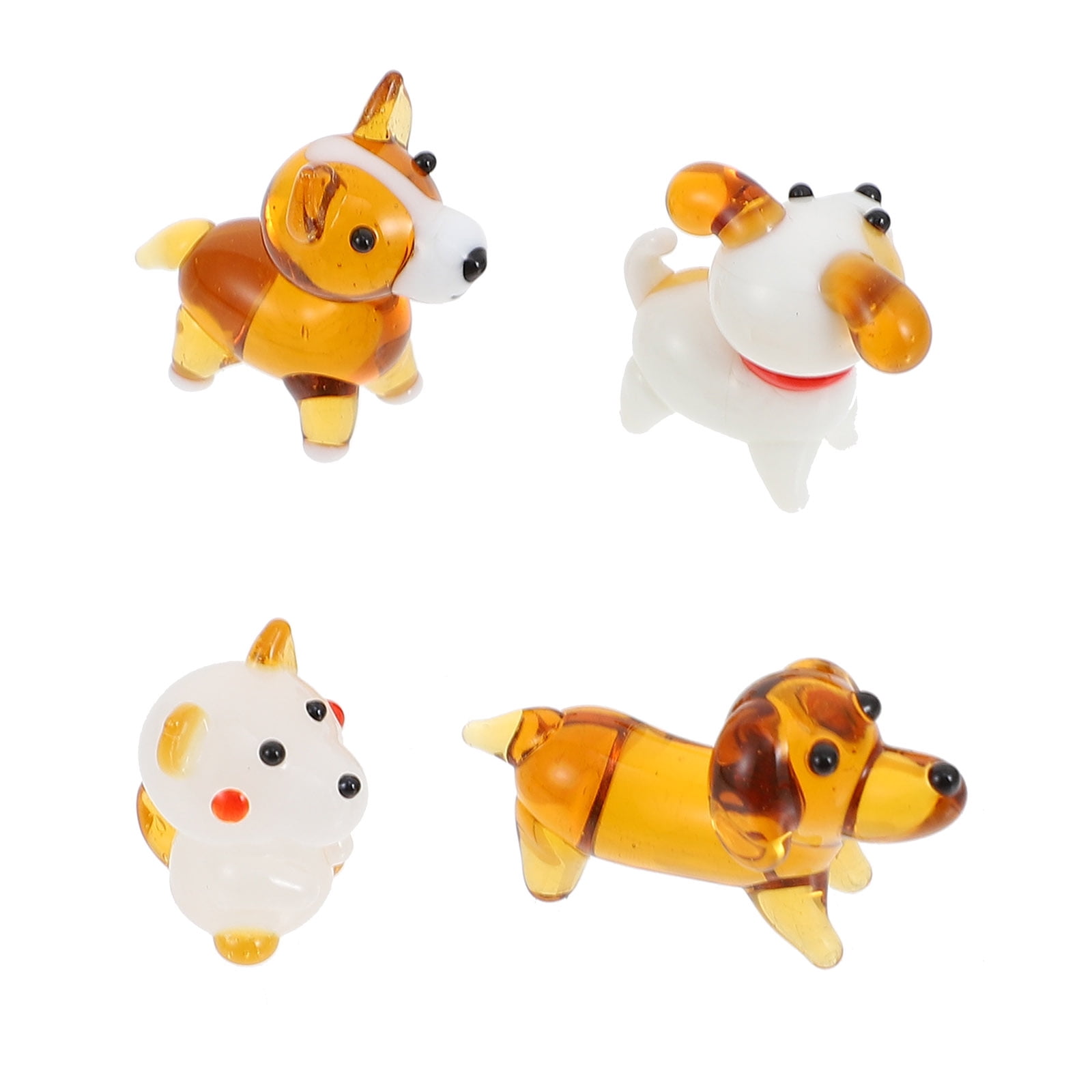 Glass Mini Dog Animal Dog Desktop Sculpture Ornament Crystaldecordecor