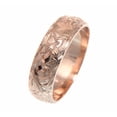 thumbnail image 2 of 14K pink rose gold custom made Hawaiian plumeria scroll ring raised letter 6mm size 11.5, 2 of 7