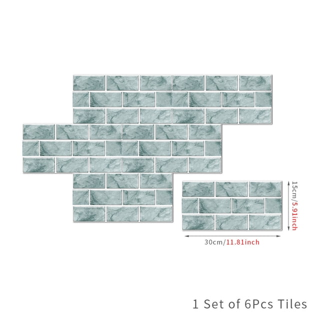 Xiao Hua Azulejos de cerámica vintage, azulejos de pared autoadhesivos de PVC, papel pintado impermeable para decoración de paredes de cocina y baño (azul claro, 12 piezas)