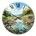 thumbnail image 2 of Designart "Silver Stream Coastal Creek painting II" Landscapes Oversized Wall Clock, 2 of 5