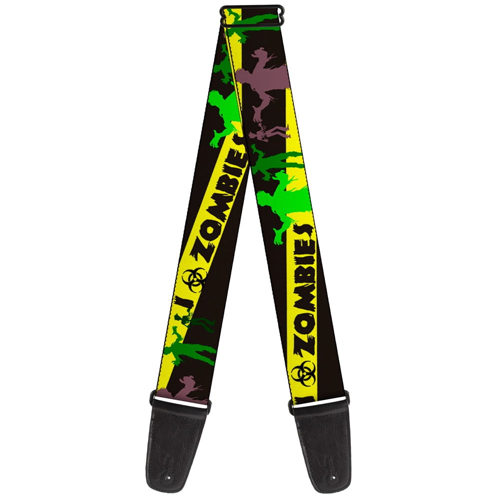 Buckle-Down Guitar Strap, Zombies Biohazard Black Yellow Green, 2 Inches Wide