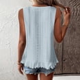 thumbnail image 4 of Womens Ruffle Tank Tops V Neck Sleeveless Shirts Solid Color Curved Cross Hem Vest, L, 4 of 4