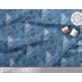 thumbnail image 2 of Soimoi Blue Velvet Fabric Facets Triangle Geometric Print Fabric by Yard 60 Inch Wide, 2 of 3