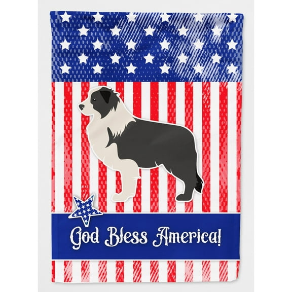 Carolines Treasures BB3323CHF USA Patriotic Black Border Collie Flag Canvas House Size  Large multicolor