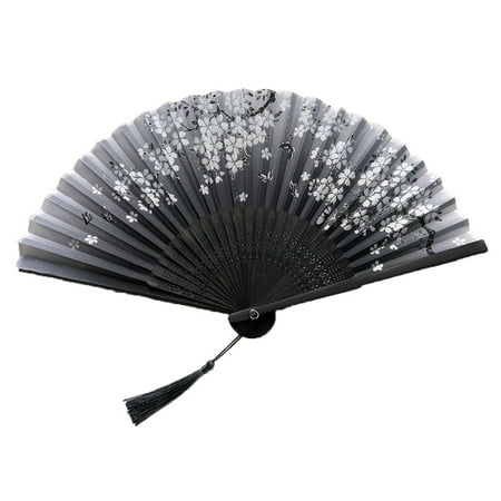 

Vintage Lace Silk Fan Chinese Style Folding Handheld Fan Dance Fans with Tassel Decorative Unique Patterns Performance Hand Holding Fans for Women Men 53