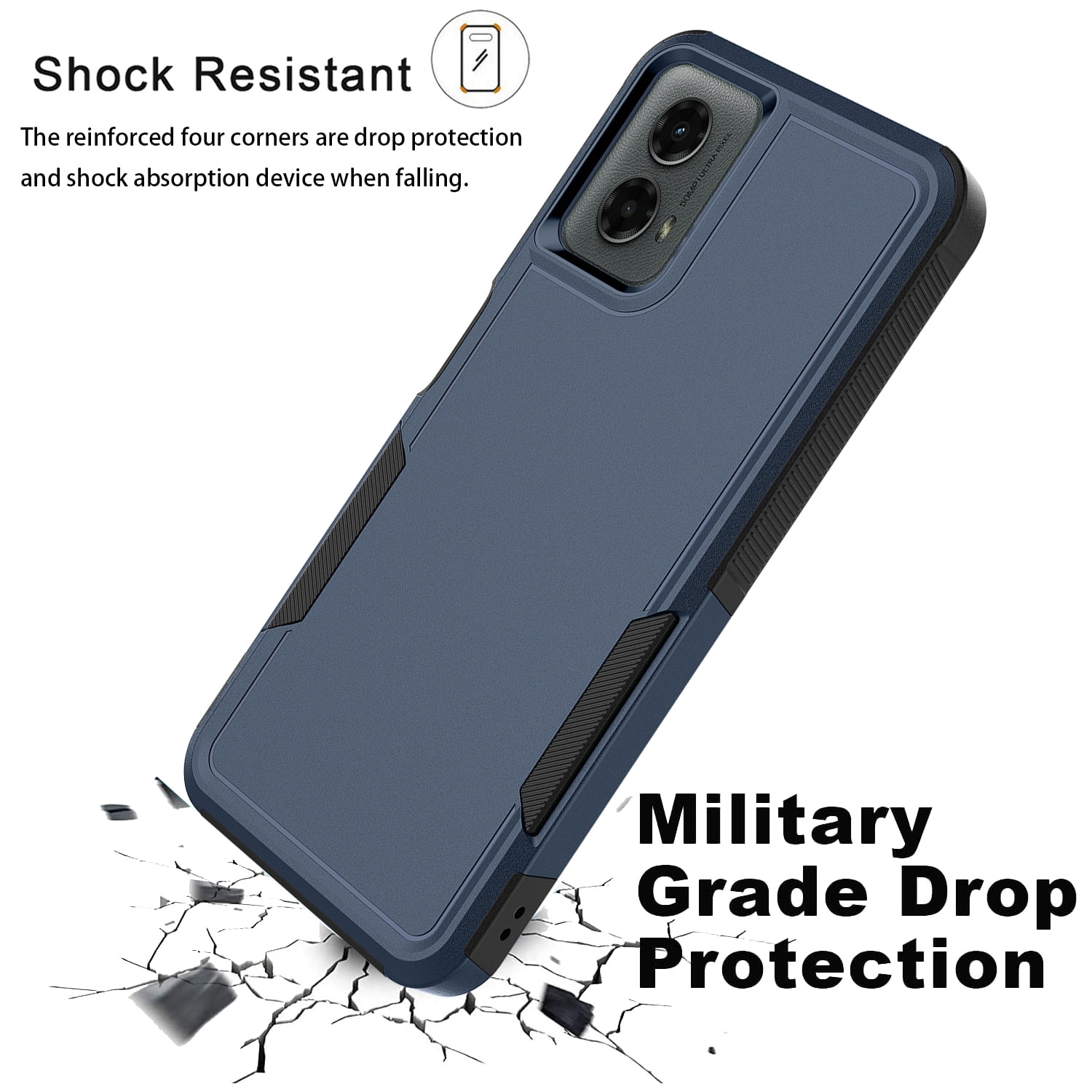For Motorola Moto G 5G 2024 Phone Case, Moto G 5G 2024 Case, Dual Layer Shockproof Heavy Duty Military Grade Protective Case Hybrid Rugged Cover for Motorola G 5G 2024, Blue