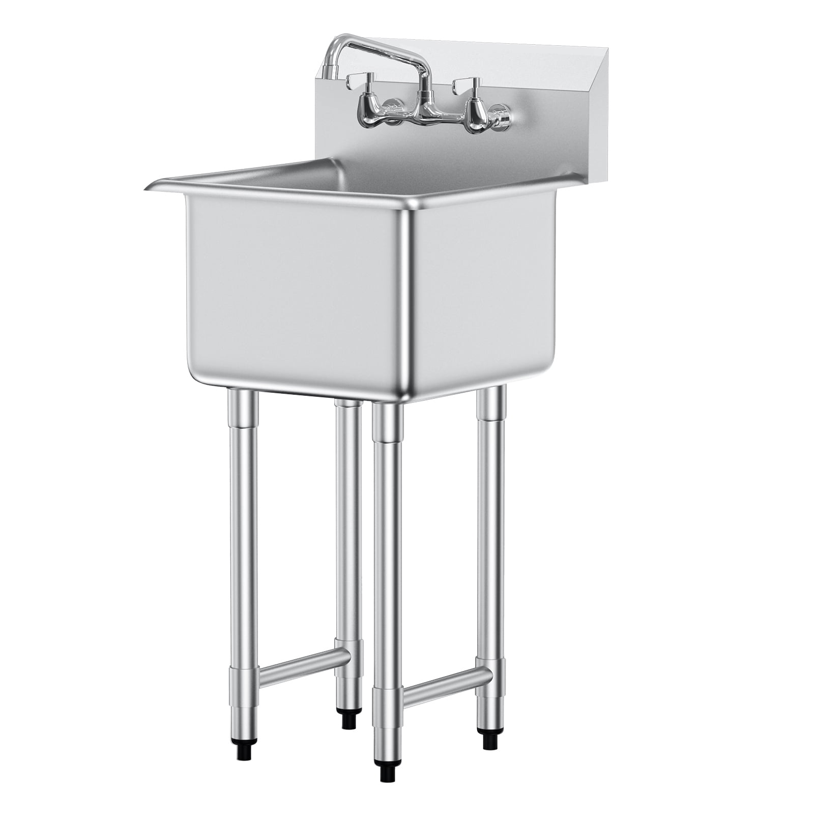 KFFKFF Stainless Steel Backsplash Commercial Utility & Prep Sink 1 Compartment