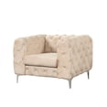thumbnail image 5 of RN Furnishings Loveseat & chairs Velvet Fabric Living room furniture Set -Beige, 5 of 7