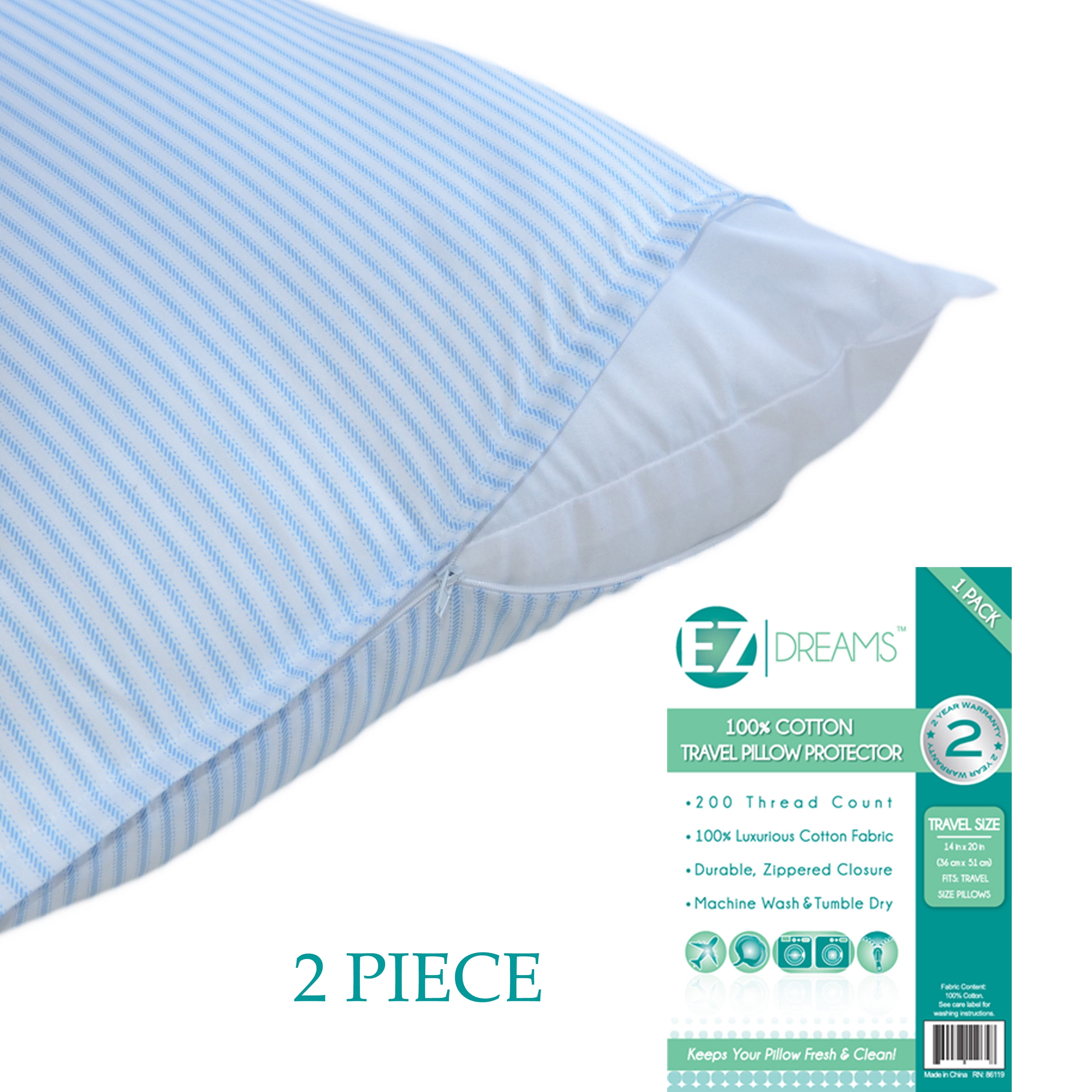 Details about   AllerEase Allergy Protection Zippered Travel Pillow Protector 14x20 Blue NIB