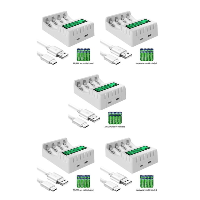 Billuyoard de Circuito Adaptador USB inteligente Pantalla LCD Cargadores 4 Accesorios de alimentación multifuncionales de alto rendimiento de AAA Type2 NO2