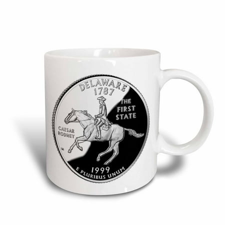 3dRose State Quarter of Delaware (PD-US), Ceramic Mug, 11-ounce