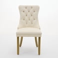 thumbnail image 2 of Mid-Century Modern Chairs with Lion Head Pull Ring,High-end Tufted Solid Wood Contemporary Velvet Upholstered Dining Chair with Golden Wooden Legs Nailhead Trim 2-Pcs Set,Beige,SW1201BG, 2 of 20