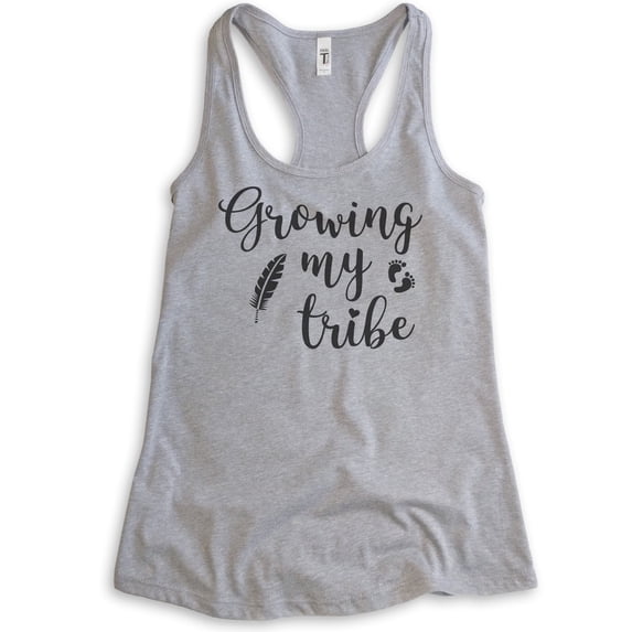 Growing My Tribe Tank Top, Ladies Racerback Tank Top, Pregnancy Tank, New Mom Tank, Baby Announcement Tank, Heather Gray, XX-Large