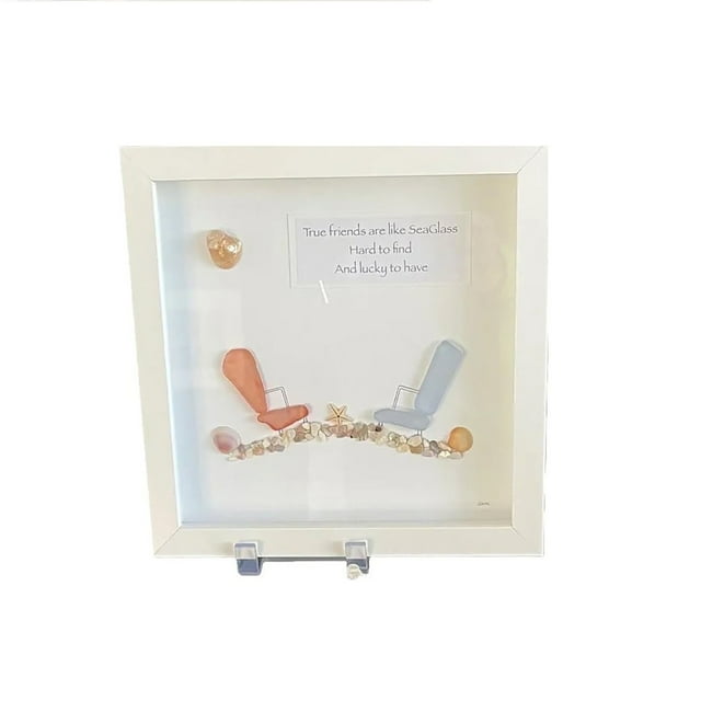 Seaglass Beach Chairs Sea Glass Art Kit Friendship Seaglass Frame Art Ornament Friendship Sea Glass Artwork Handmade Seaglass Colorful Frame Hanging Decor Sea Glass For B