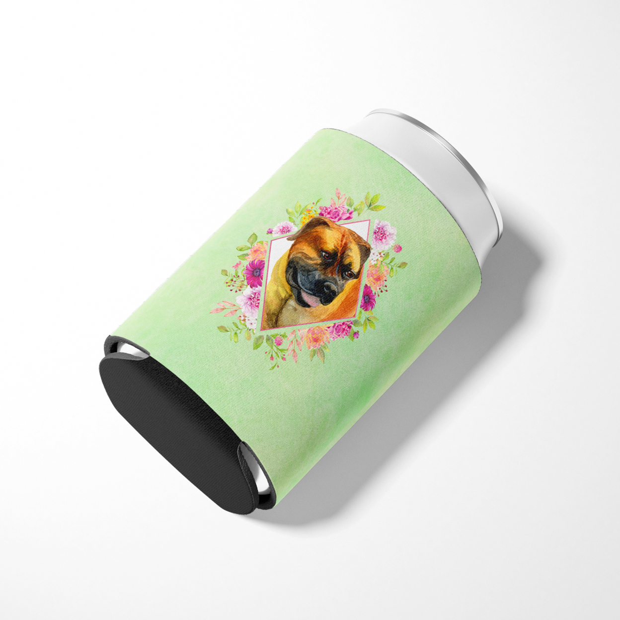 Carolines Treasures CK4281CC Borboel Mastiff Green Flowers Can or Bottle Hugger Can Hugger multicolor