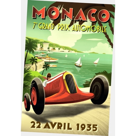 Monaco Gp Poster 24"x36" 24x36 Travel Art Multi-Color Square Adults Best Posters