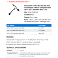 thumbnail image 2 of Front Lower Control Arm and Ball Joint Assembly Set 2 Piece - Compatible with 2012 - 2013 Mercedes-Benz C250, 2 of 2