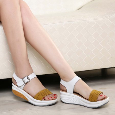 

Aueoeo Comfort sandals for women Summer Ladies Fashion Thick Bottom Fish Mouth Increased Buckle Sandals