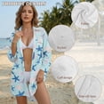 thumbnail image 6 of Xoenoiee Colorful Starfish Print Button Down Beach Coverup for Women, Long Sleeve Swimsuit Coverup Bikini Shirt Bathing Suit Cover Ups for Pool Vacation, S, 6 of 7