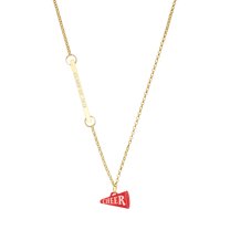 Delight Jewelry Acrylic Red Cheer Megaphone - Gold-tone Class of 2026 Delicate Bar Necklace, 18.75"