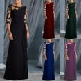 thumbnail image 2 of CAROOTU Robe de Soirée pour Femmes Dentelle Manches Mi-Longues Col Rond Ajustée Robe Formelle Féminine, 2 of 7