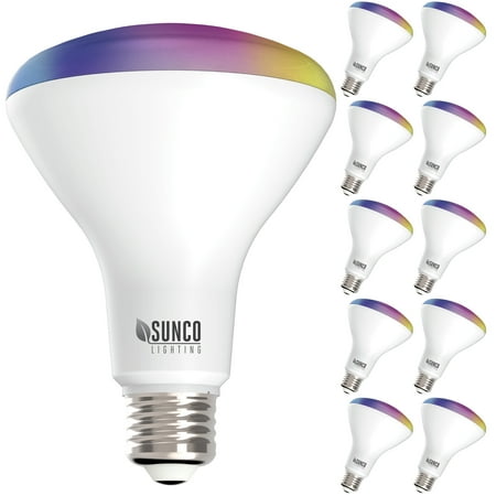 

Sunco Lighting 10 Pack WiFi LED Smart Bulb BR30 8W Color Changing (RGB & CCT) Dimmable 650 LM - No Hub Required Fits 5 or 6 Cans