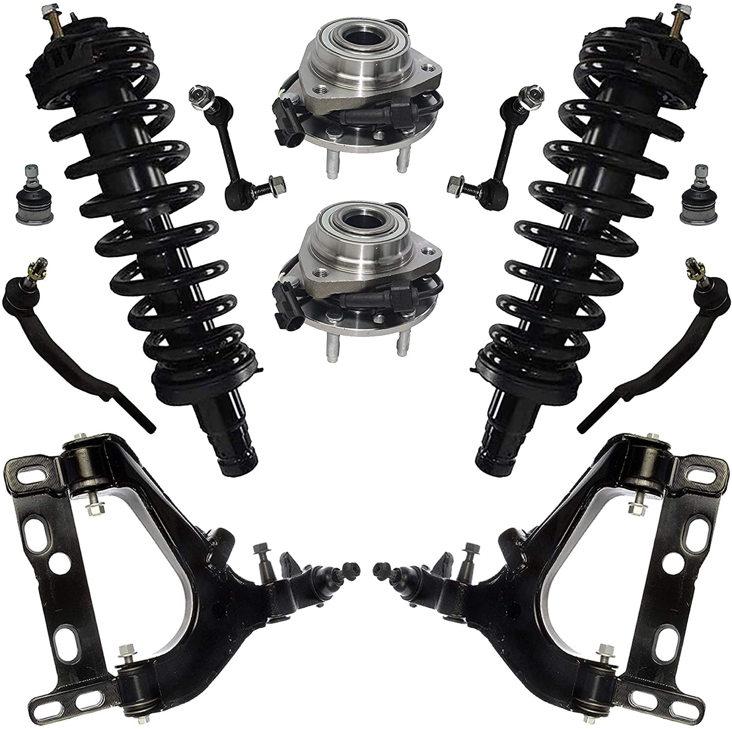Detroit Axle 12pc Complete Front Suspension Kit for Chevy Trailblazer and GMC Envoy 6Lug