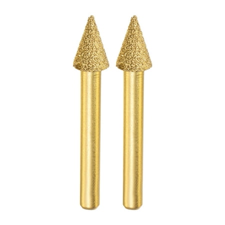 

2 Pack Diamond Mounted Point 10mm Brazed Grinder Taper Head 6mm Shank Grinding Rotary Bits