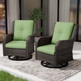 thumbnail image 3 of MeetLeisure 2 PCS Swivel Patio Chairs Set, Wicker Furniture with High Back, Deep Seating, Wide Armrest, Thick Cushions for Deck Porch, Green, 3 of 11