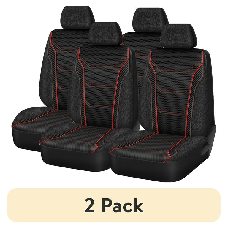 Auto Drive Vegan Leather Front Bucket Seat Covers, Black, 2-Piece photo 1