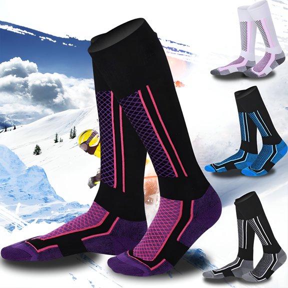 TELOLY Wool Ski Socks, Cold Weather Socks for Snowboarding, Snow, Winter, Thermal Knee-high Warm Socks, Hunting