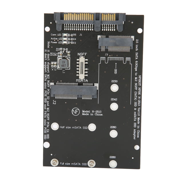 MSATA Carte Adaptateur de Disque Dur, Matériel PCB Plug And Play M.2 Adaptateur de Conversion Rapide Vitesse de Transmission Résistant à l'Usure pour PC