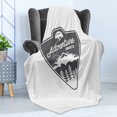 thumbnail image 4 of Saying Soft Flannel Fleece Blanket, Vintage Camping and Hiking Adventure Themed in the Mountains Forest Exploration, Cozy Plush for Indoor and Outdoor Use, 70" x 90", White and Grey, by Ambesonne, 4 of 5