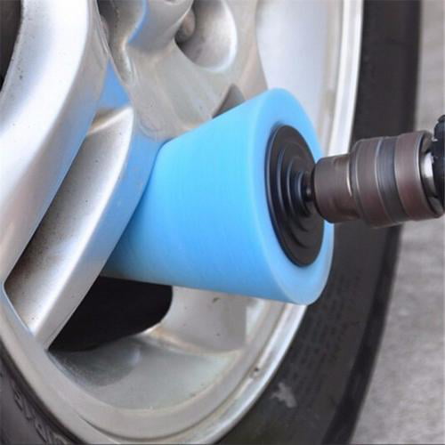 3Pc Burnishing Foam Sponge Polishing Cone Shaped Buffing Pads For Car Wheel Hub 