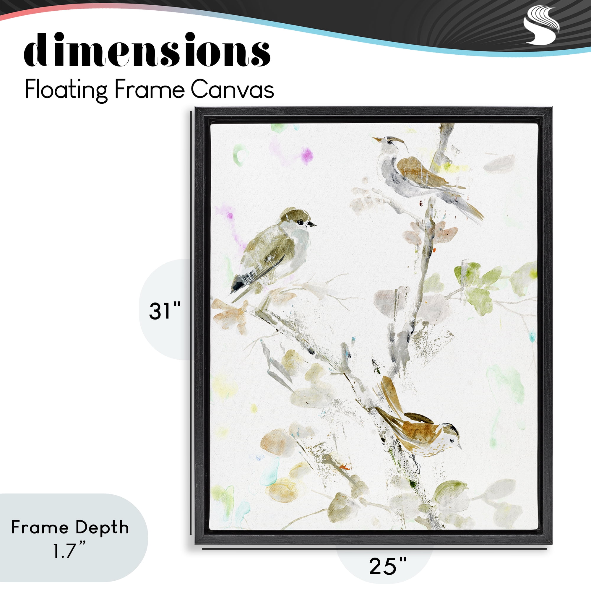 Stupell Industries Delicate Feathers Trio Black Framed Floater Canvas Wall Art, design by Lorenzo Collective